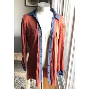 FRENCH LAUNDRY MAROON BUTTON DOEN WOMEN SHIRT COLLAR M MEDIUM RAYON VERY SOFT